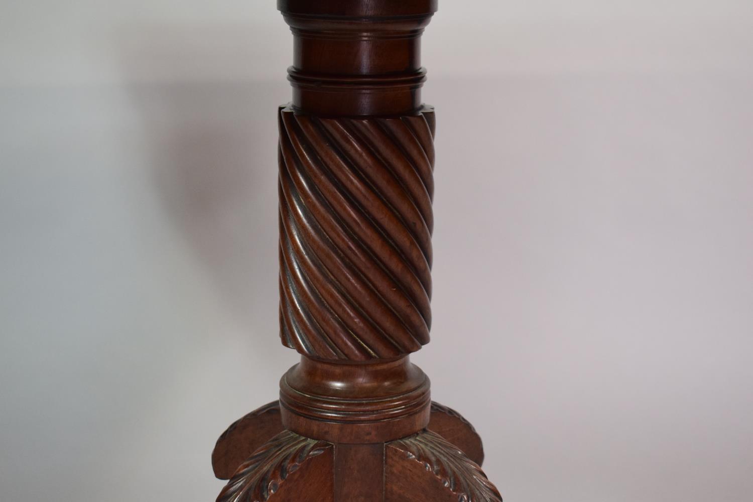 A 19th Century Mahogany Tea Table set on Spiralled Support with Brass Claw Casters. 92x45x74cms when - Image 3 of 6