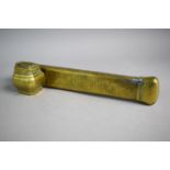 A Middle Eastern Brass Scribe Box with Inkwell and Pen or Quill Store, 23.5cms Long
