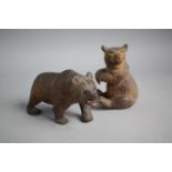 Two Small Carved Black Forest Bears