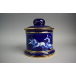 A Doulton of Burslem Isthmian Flow Blue Lidded Jar or Tobacco Pot and Cover, Decorated with