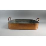 A Large and Heavy Victorian Copper Rectangular Pan with Two Carrying Handles. 54cms Wide
