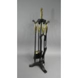 A Modern Brass Mounted Iron Fireside Companion Set, 61cm high