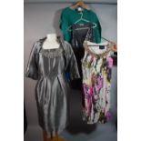 Four Designer Dresses, Green Silk Example by Joseph, Miel Paris Two by Fee G, All Size 10/12 Medium