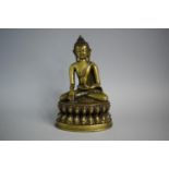 A Bronze Figure of a Thai Buddha on Pierced Lotus Throne Sat in Dhyanasana Posture with Hands