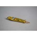 A 14K Gold Novelty Ladies Pencil in the Form of an Egyptian Mummy with Enamelled Decoration. 7cms