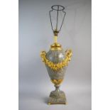 A Large French Gilt Ormolu Mounted Marble Table Lamp of Vase Form Decorated with Rams Heads and