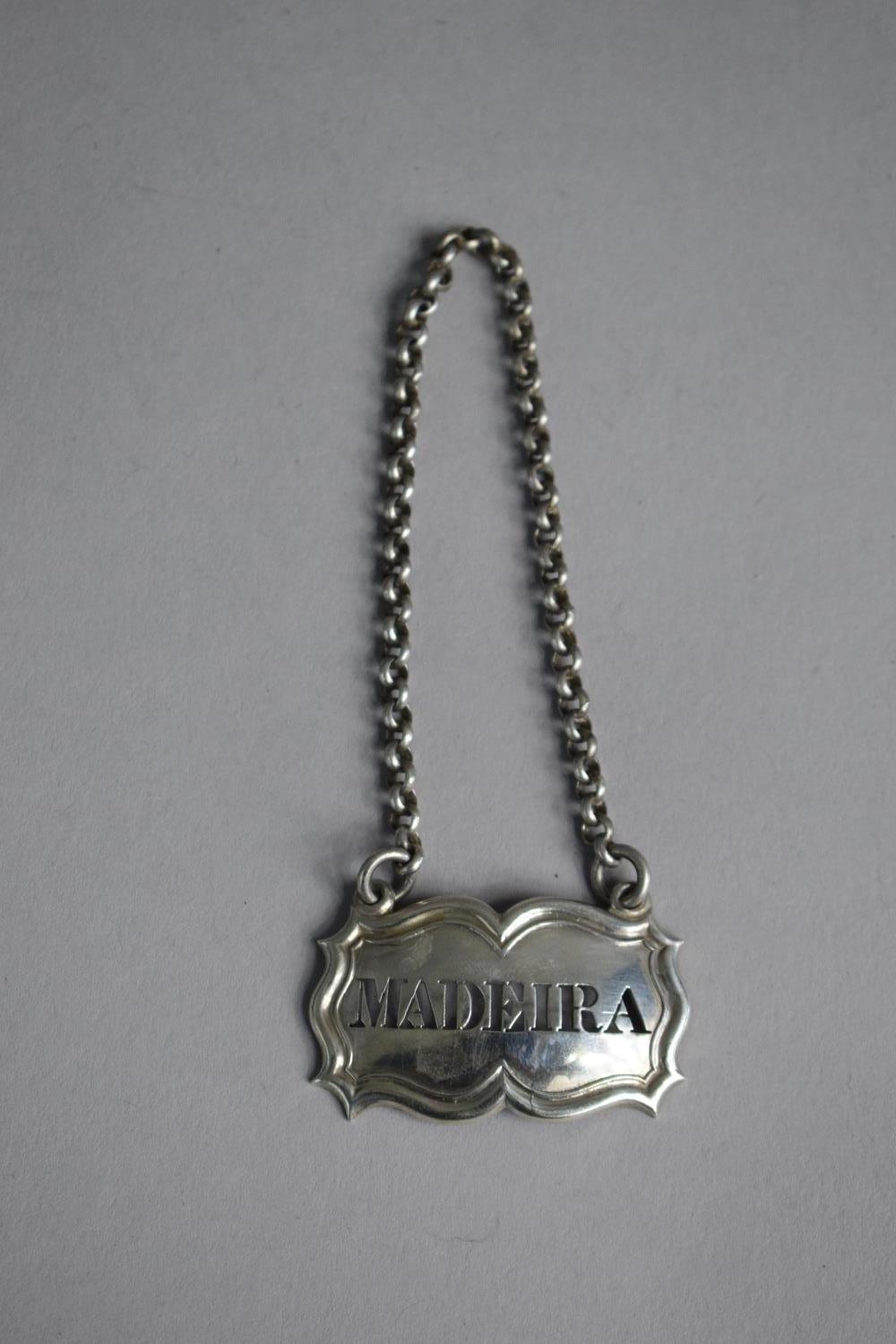 A Victorian Silver Decanter Label for Maderia, London 1854