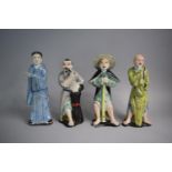 A Set of Four Early 20th Century Chinese Glazed Earthenware Export Figures (Some Damage) 24cms High