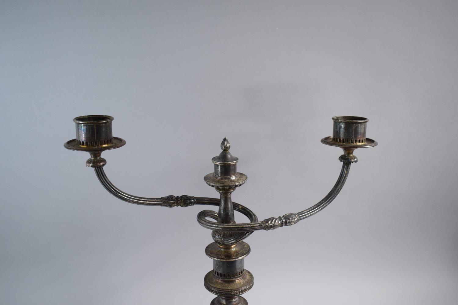 A 19th Century Sheffield Plated Two Branch Candelabra, 49cm High - Image 2 of 3