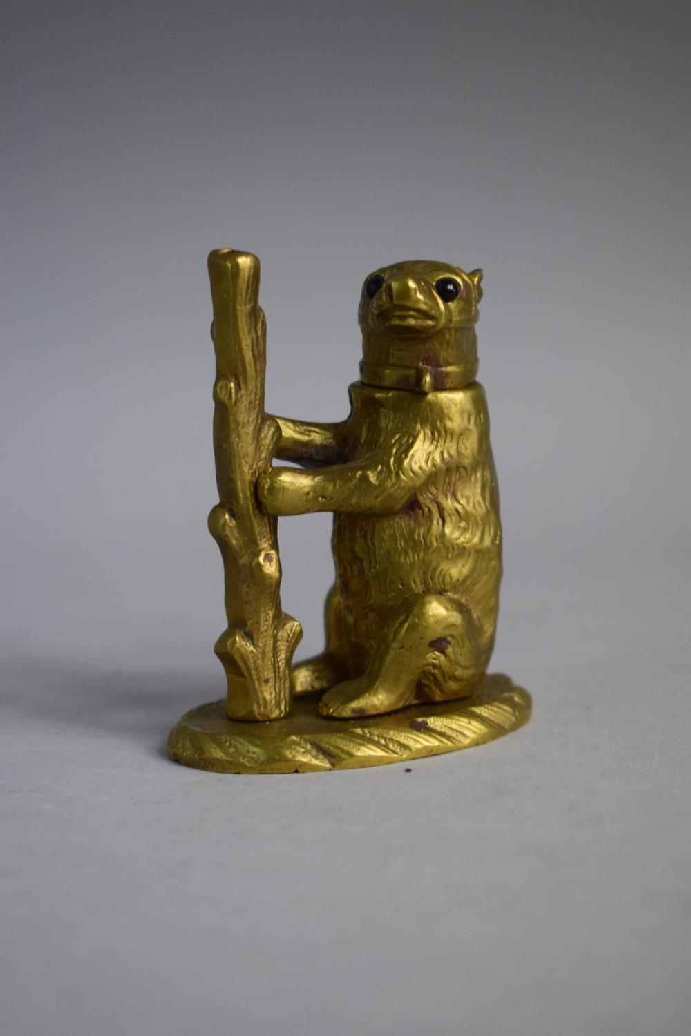 A Late 19th Century/Early 20th Novelty Night Light in the Form of a Bear with Hinged Head. 7.5cm - Image 2 of 5