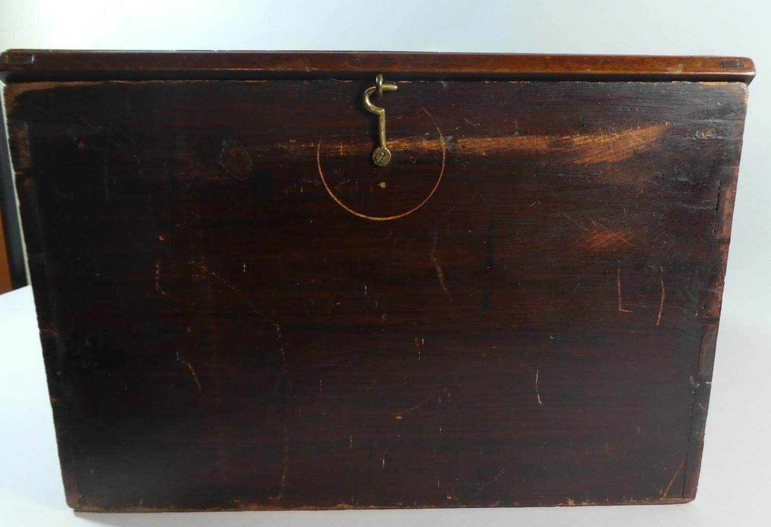 A 19th Century Mahogany Shop Counter Display Cabinet with Glazed Slanted Top Over a Grained - Image 3 of 4