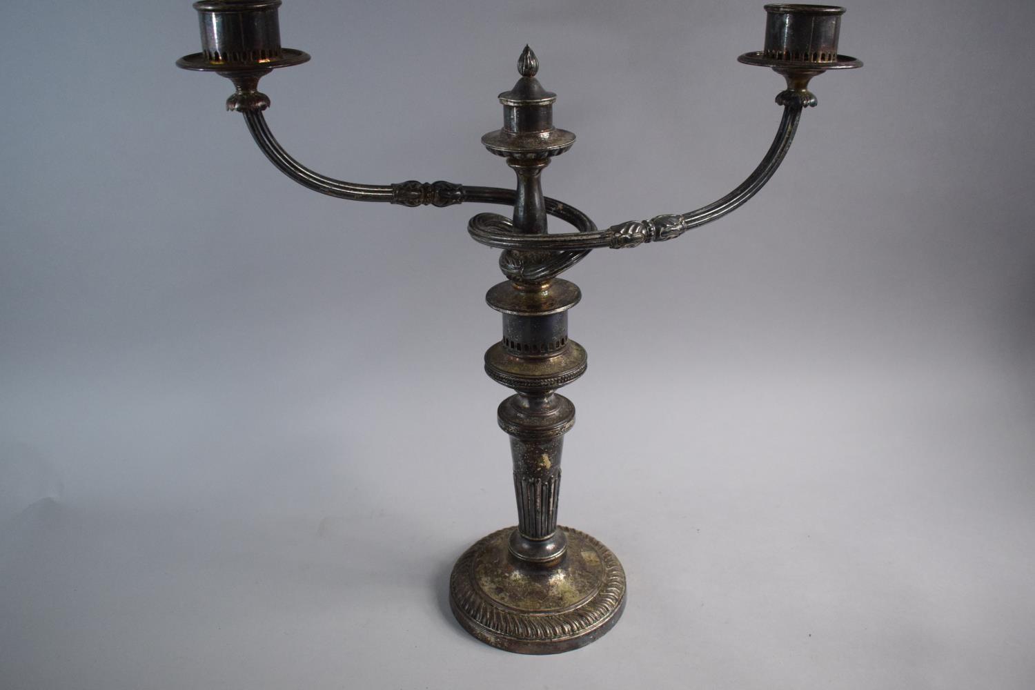 A 19th Century Sheffield Plated Two Branch Candelabra, 49cm High - Image 3 of 3