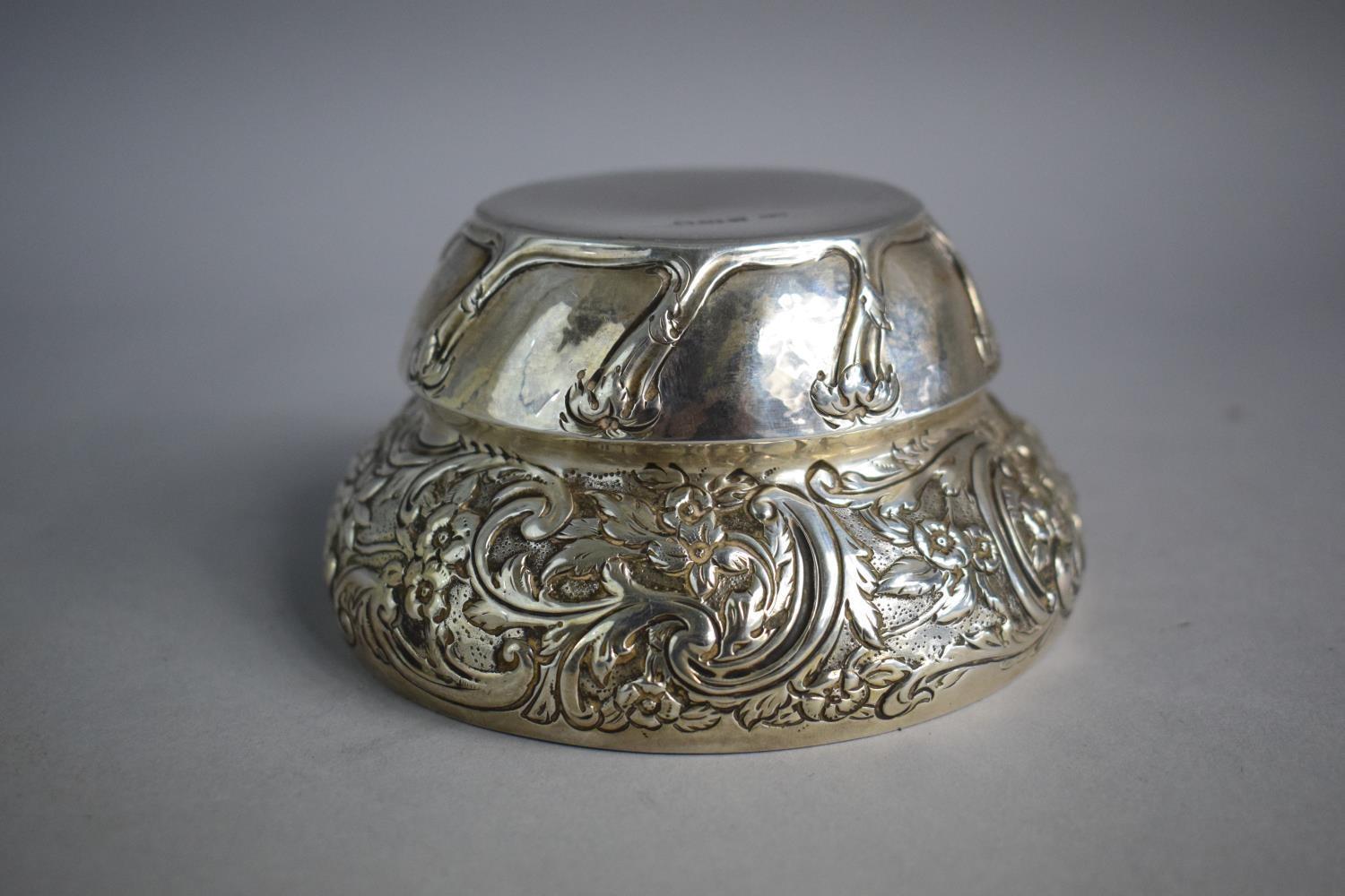 A Silver Sugar Bowl with Art Nouveau Repousse Decoration 11.5cm Diameter. London 1903 - Image 3 of 4