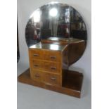 An Art Deco Bedroom Dressing Chest with Three Centre Drawers and Plinth Base, Three Section Circular