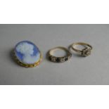 A Collection of Gold Items to include 18ct Gold Mounted Continental Blue Cameo Brooch/Pendants, 9cts