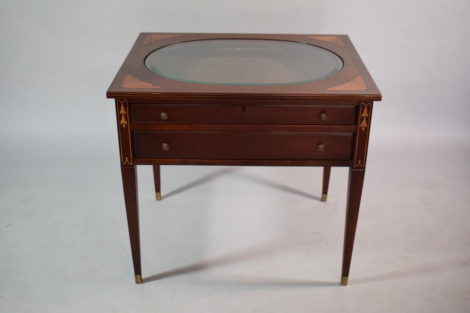 A Reproduction Display/ Bijouterie Table by Palmer Home Connection. Having Two Long Drawers, The Top - Image 2 of 6