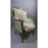 A 'Shabby Chic' French Style Salon Armchair with Gilt Frame