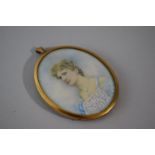 A Framed 19th Century Oval Portrait Miniature on Ivory of Maiden, Unsigned