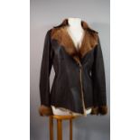 Designer Ladies Leather and Fur Jacket, by Celt Size 36