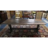 A Four Plank Oak Refectory Style Dining Table. 218cms Long