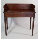 A 19th Century Mahogany Washstand with Carved Raised Gallery and Set on Turned Wooden Legs having