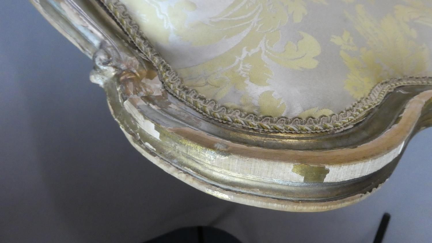 A 'Shabby Chic' French Style Salon Armchair with Gilt Frame - Image 3 of 4