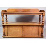 A Victorian Mahogany Galleried Buffet with Cupboard Base and Turned Supports. 134cms Wide, 49cms