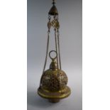 An Islamic Cairo Ware Mosque Lamp with Chain Suspension