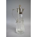 A Silver Mounted Etched Glass Claret Jug with Welsh Dragon Finial and Fleur De Lys Decoration.