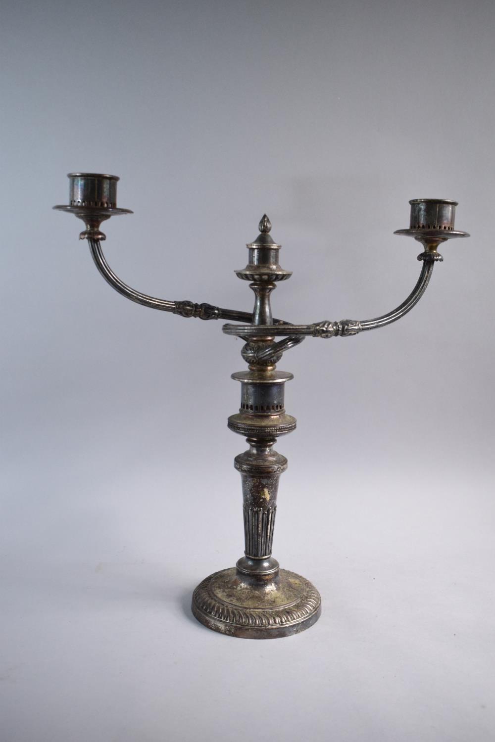 A 19th Century Sheffield Plated Two Branch Candelabra, 49cm High