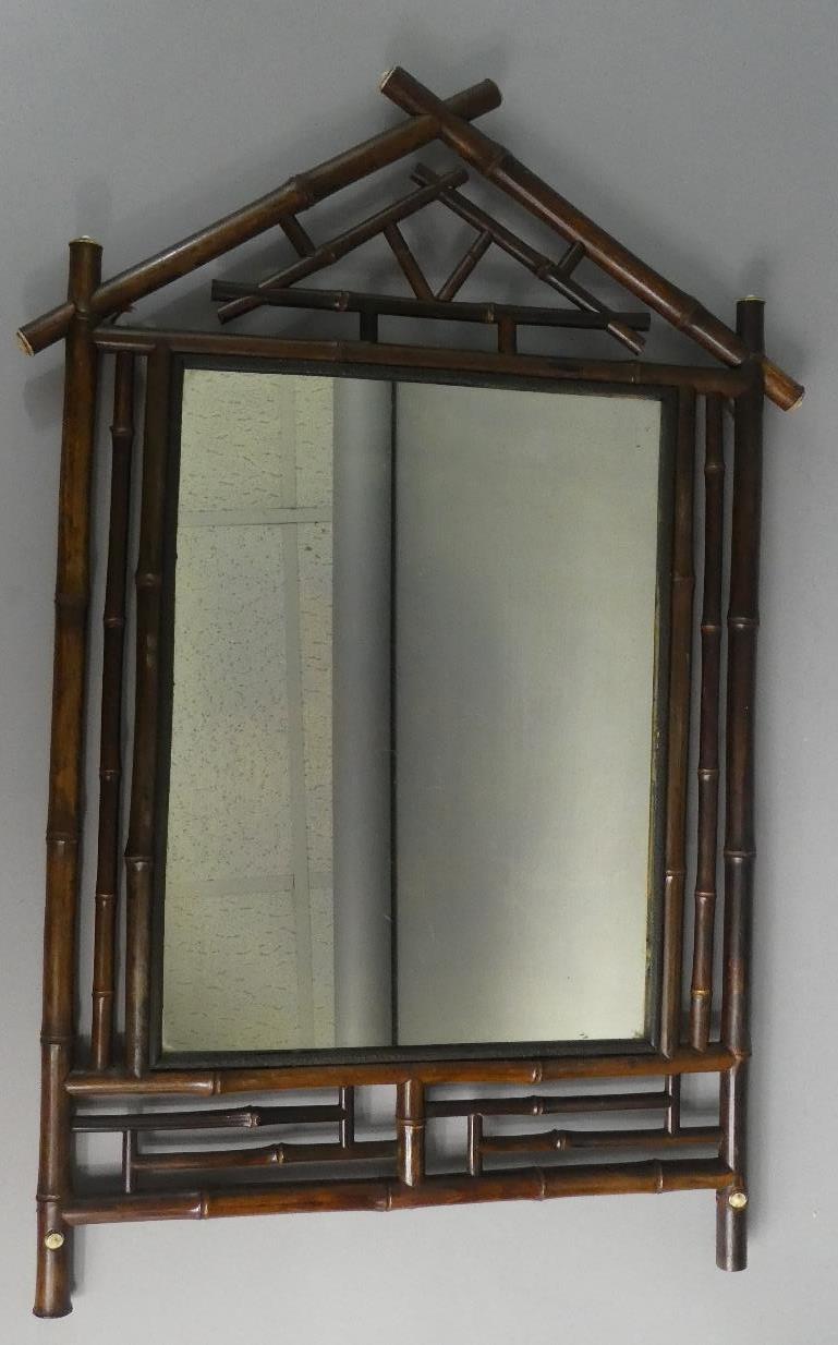 A 19th Century Bamboo Framed Wall Mirror. 48cm x 72cm - Image 2 of 2