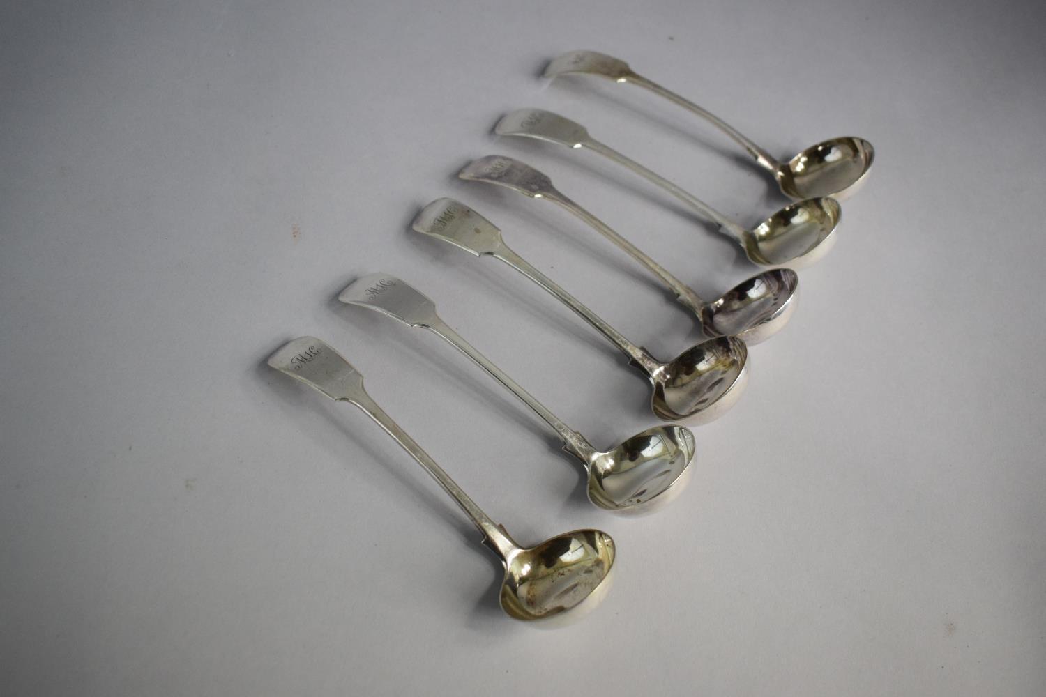 A Set of Six Silver Plated Ladles, 16cm Long