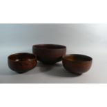A Collection of Three Early 20th Century Indonesian Wooden Bowls with Original Polychrome Painted