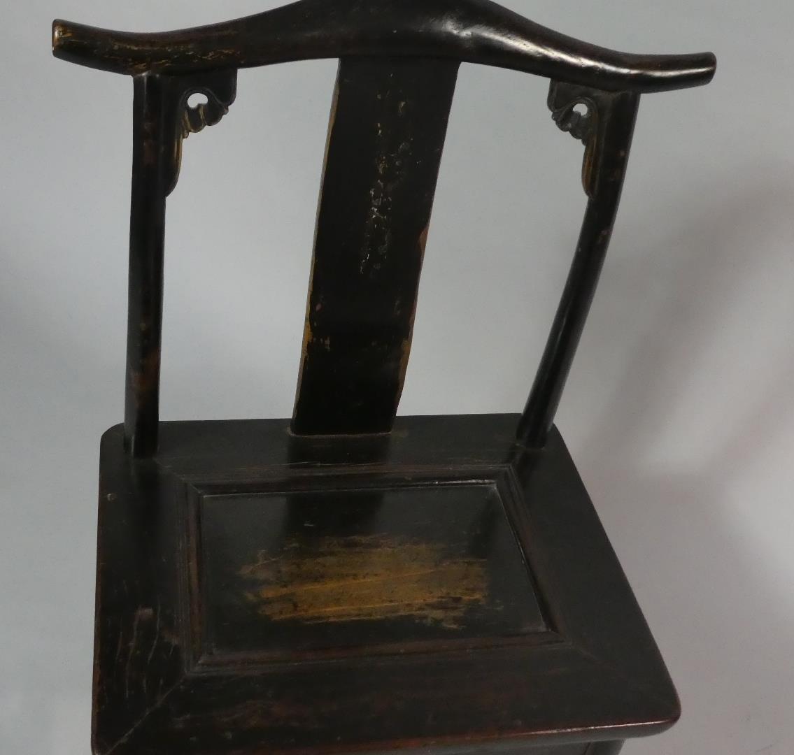 A Pair of 19th Century Ebonised Chinese Scholar's Chairs of Ming Design. - Image 4 of 5