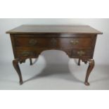 A George II Oak Lowboy on Cabriole Legs with Top Long Drawer Over Two Short Drawers, 106cm Wide