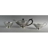 A Silver Three Piece Tea Service, Sheffield 1962. 695gms Total Weight