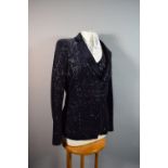 A Ladies Armani Sequined Evening Jacket in Navy with Matching Blouse, Original Label and Jacket