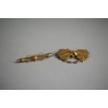 Two 9ct Gold Brooches, One Mizpah and a More Delicate Nouveau Style Example. 4.7gms.