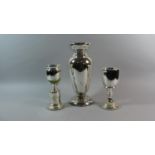 A Collection of Three 19th Century Free Blown Mercury Glass Vases. The Tallest 34cm High