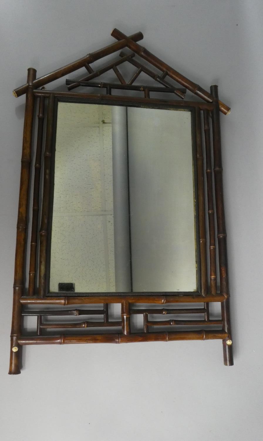 A 19th Century Bamboo Framed Wall Mirror. 48cm x 72cm