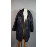 A Javier Simorra Designer Leather Hooded Jacket, Size 12