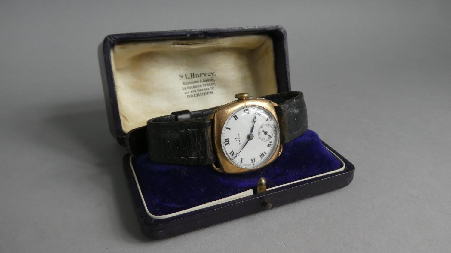 A Vintage Omega Gold Plated Wrist Watch, White Enamel Dial having Roman Numerals and a Subsidiary - Image 2 of 3