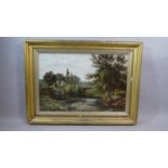 Albert E. Gyngell 1866-1949. A Gilt Framed Oil on Canvas Depicting River Scene with Cottage and