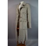 A St. John Couture Silver Ladies Coat with Jewelled Buttons, Size 10