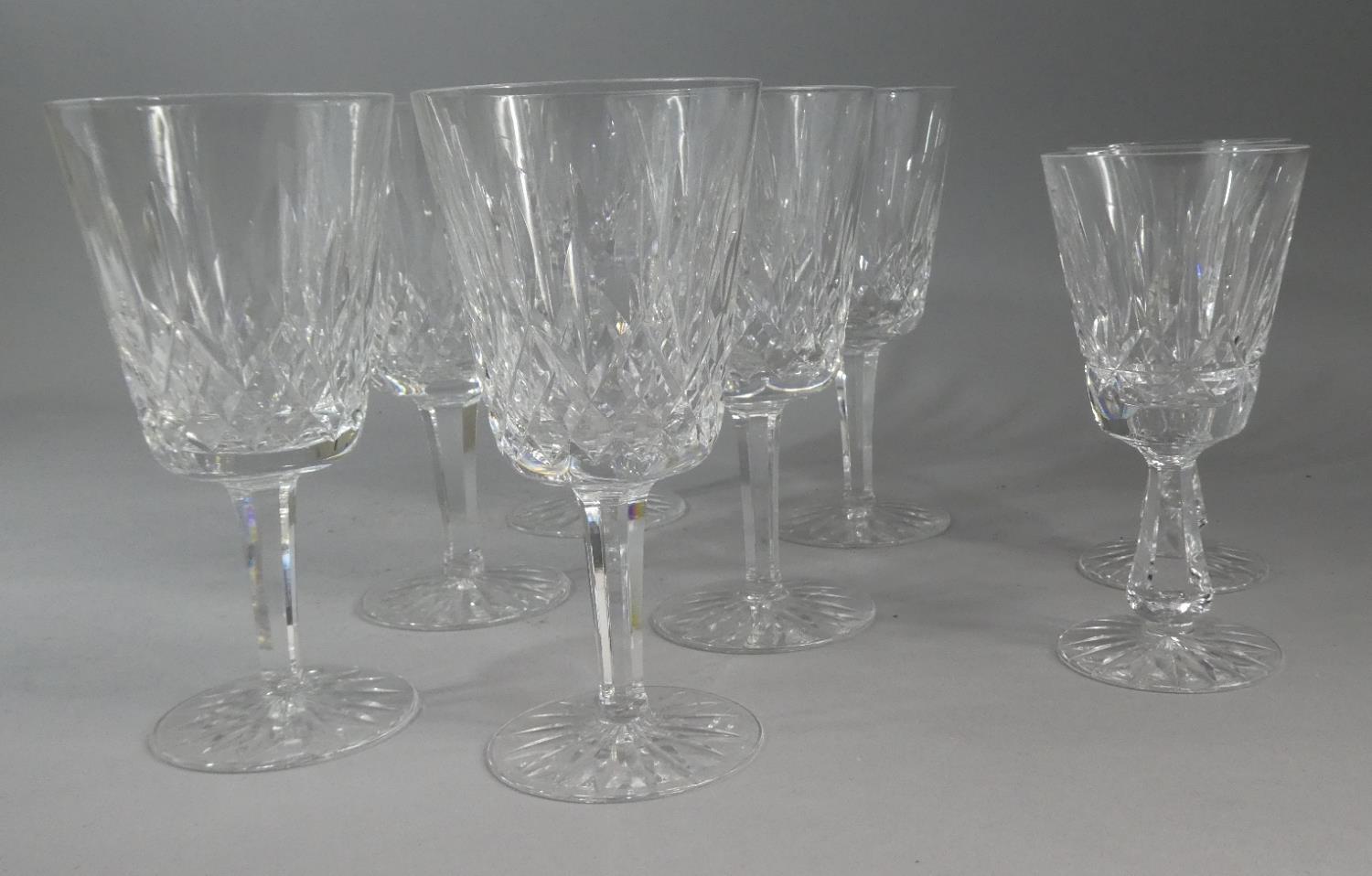 A Set of Six Cut Glass Wines and Two Similar Examples - Image 4 of 6