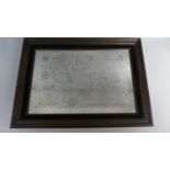 A Framed Royal Geographical Society Silver Map by John Pinches Ltd. London 1978. 51cm x 70cm
