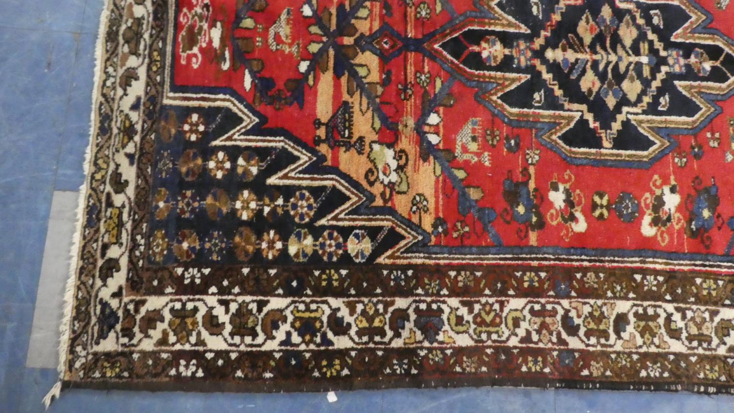 A Persian Hand Made Mazleghan Rug. 203x130 - Image 2 of 2