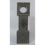 A Welsh Folk Art Carved Slate Watch Stand in the Form of a Long Case Clock. 33cm High