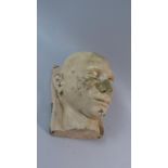 A 19th Century Plaster Death Mask of a Shaven Headed Man, Possibly a Convict or Asylum Inmate.