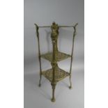 A Mid/Late 20th Century Brass Three Tier Stand with Pierced Shelves, 65cm High